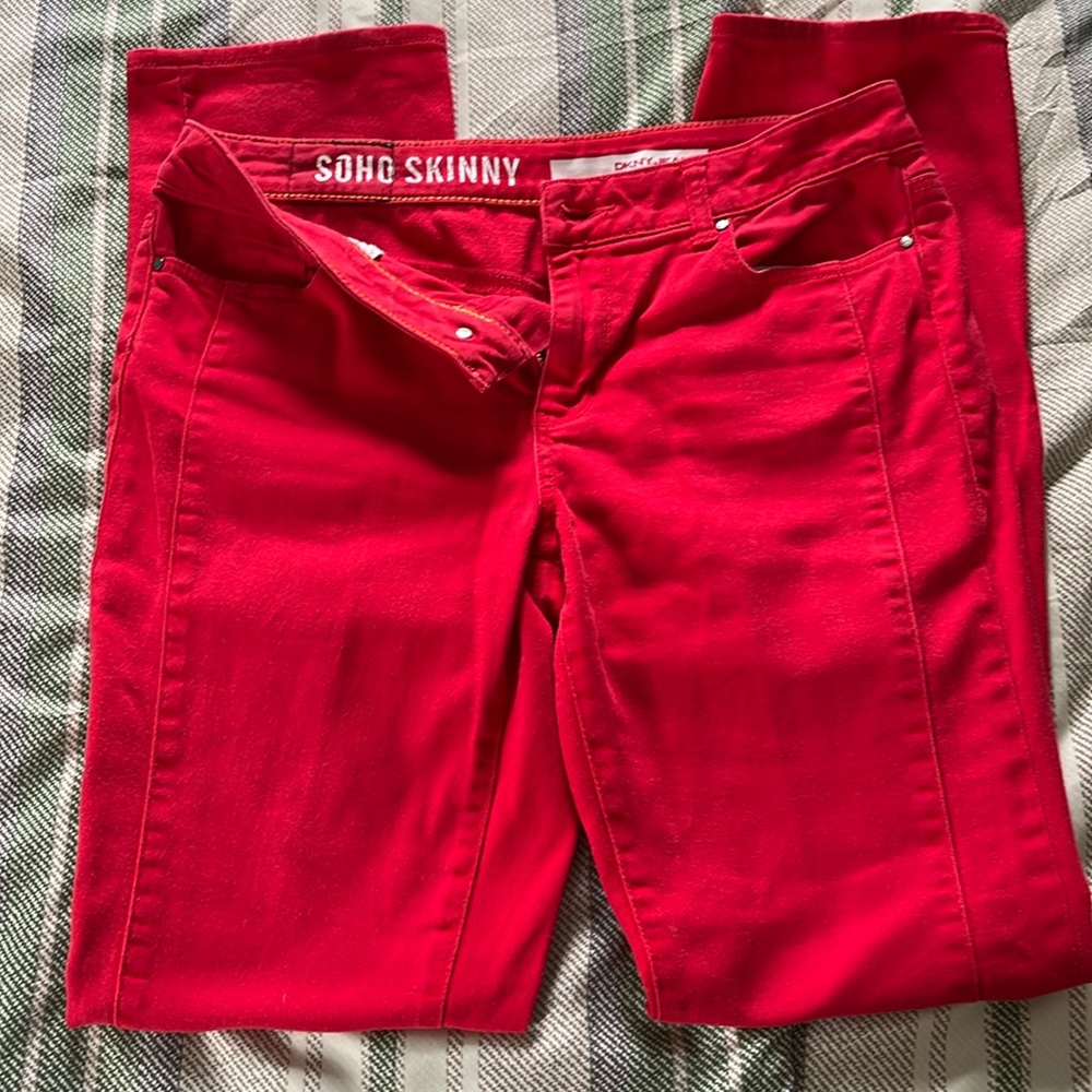DKNY Skinny SoHo Long Red Jeans